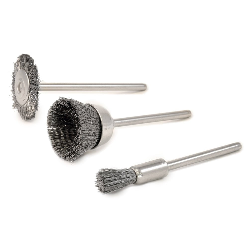Wire Brushes, Set of 3, 3/32" Shanks - Micro - Mark Rotary Tool Accessories