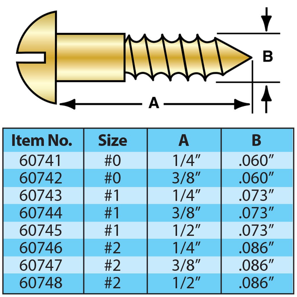 Wood Screw #0 x 3/8" - Micro - Mark Hardware Fasteners