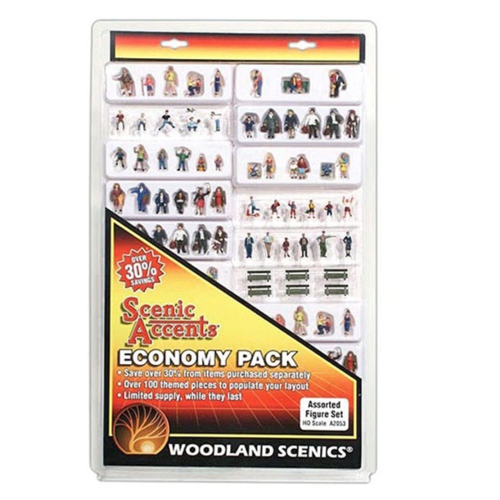 Woodland Scenics® Economy Pack - Asstd. Figure Set (100 Pieces) - HO Scale